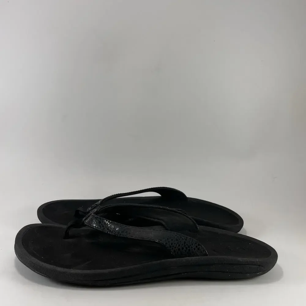 OluKai Kulapa Kai Womens Size 9 Black Charcoal Thong Flip Flop Sandal 20198-4040